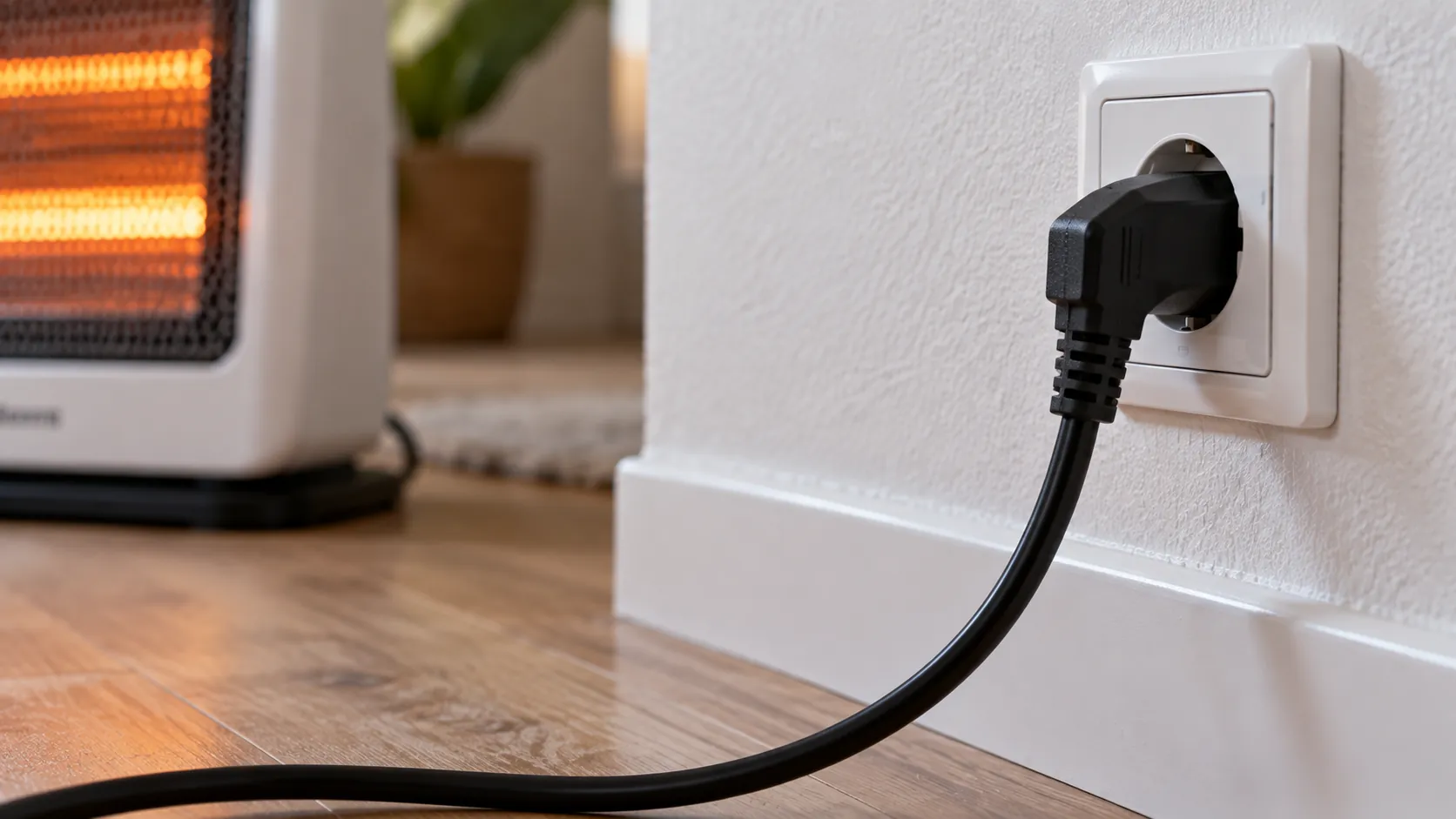 Calefactor conectado directamente a un enchufe de pared, sin regleta compartida